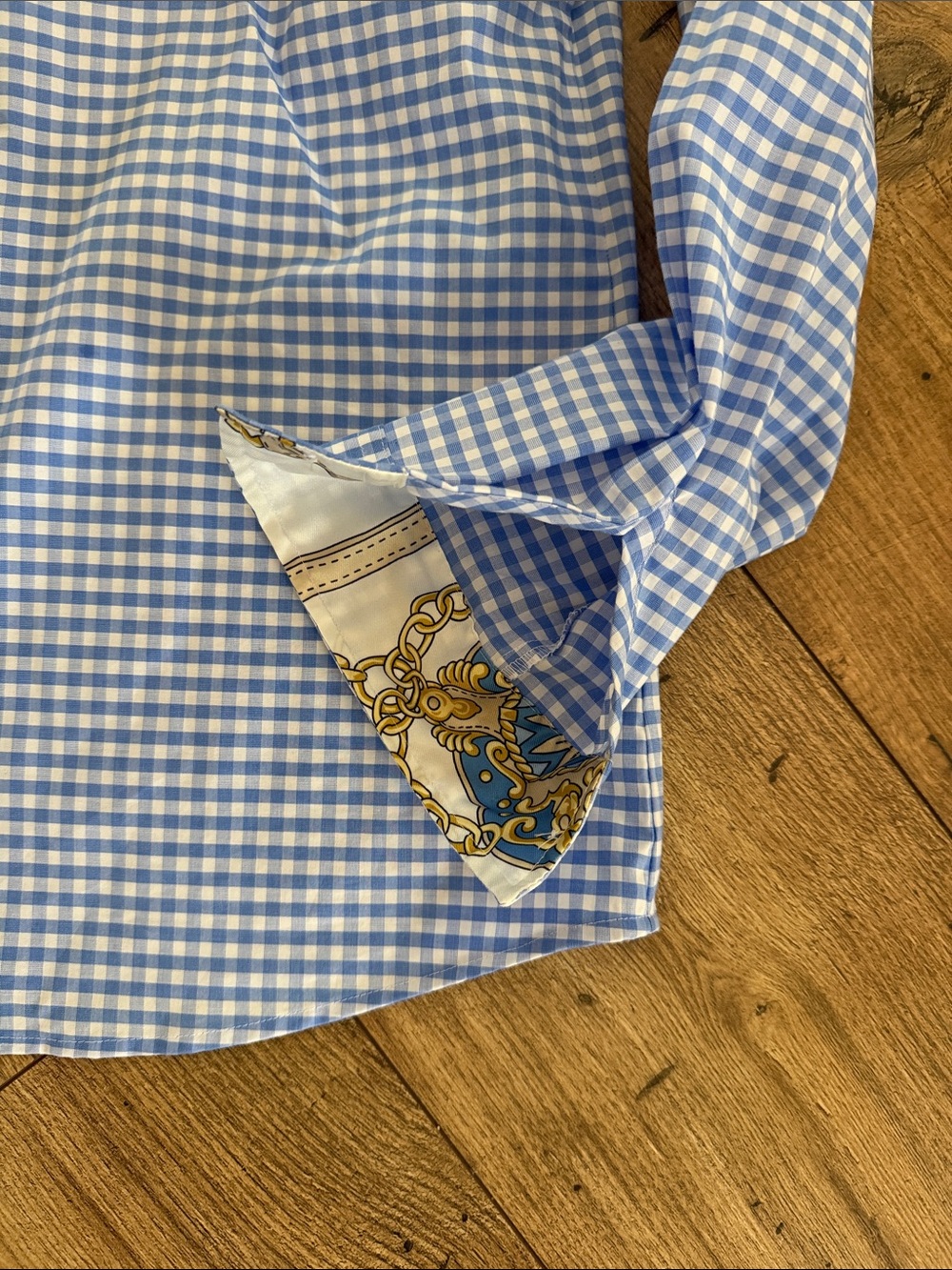 J.McLaughlin Lois Shirt BLue and white Gingham Size S. NWT - Picture 4 of 4